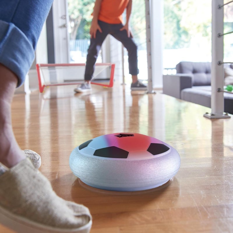 Mindware Super Striker Hover Soccer Ball Set - Indoor Soccer for Kids Ages 3 and Up - Flashing LED Lights - USB Charger - Includes 2 Sturdy Nets for 1 or 2-Player Indoor Games for Kids 8-12 - Image 2